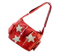 Ddujbtp Bolsa de hombro con patrón de estrellas para mujer, bolsa de hombro para estudiantes, bolsa cruzada a juego, bolsa de mensajero de gran capacidad para uso diario, Red, Organizador de bolsas