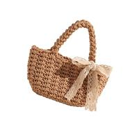 Ddujbtp Bolsa de playa de paja para mujer, bolsa de verano tejida a mano con lazos, bolsa de paja con asa superior, bolsa de paja casual