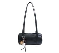 Ddujbtp Bolso de hombro cilíndrico de cuero suave retro para mujer, bolso cruzado de piel sintética para las axilas, Black, Have pendants, Organizador de bolsas