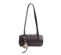 Ddujbtp Bolso de hombro cilíndrico de cuero suave retro para mujer, bolso cruzado de piel sintética para las axilas de invierno 2025, café, Have pendants, Organizador de bolsas