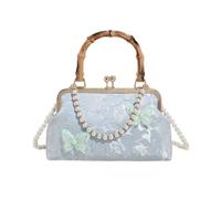 Ddujbtp Bolso de noche bordado de estilo chino retro para mujeres y niñas con correa de cadena, elegante bolso cruzado, Blue, Organizador de bolsas