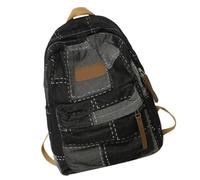 Ddujbtp Denims - Mochila con parches de gran capacidad, mochila informal para estudiantes, mochila escolar retro estética, bolsa de viaje para adolescentes, Black, Organizador de bolsas