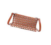 Ddujbtp Elegante bolso de hombro con tachuelas de punto para mujer, bolso cruzado de piel sintética con correa ajustable, Brown, Organizador de bolsas