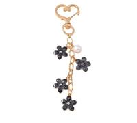 Ddujbtp Elegante colgante de perlas y flor de cerezo con cierre de corazón, llavero decorativo para mujeres a la moda, Botón de amor, color negro, Organizador de bolsas