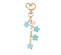 Ddujbtp Elegante colgante de perlas y flor de cerezo para bolso de mano con cierre de corazón, llavero decorativo para mujeres a la moda, Hebilla de amor azul, Organizador de bolsas