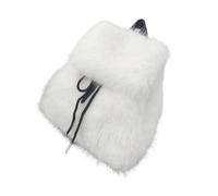 Ddujbtp Elegante mochila peluda de felpa para mujer, color sólido, con cordón, pequeña bolsa de hombro con fundas abatibles para comodidad de invierno, White, Organizador de bolsas