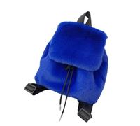 Ddujbtp Elegante mochila peluda de felpa para mujer, color sólido, con cordón, pequeña bolsa de hombro con fundas abatibles para comodidad de invierno, Blue, Organizador de bolsas