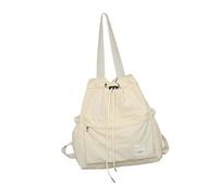 Ddujbtp Mochila con cordón para ocio, mochila de gran capacidad, mochila informal para estudiantes, mochila escolar, bolsa de viaje para adolescentes, beige, Organizador de bolsas