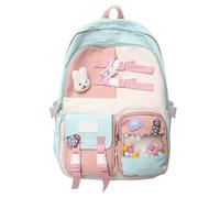 Ddujbtp Mochila coreana Harajuku de nailon colorido con bolsillo transparente para laptop, gran capacidad, mochila escolar, Green, Organizador de bolsas