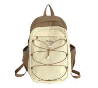 Ddujbtp Mochila de color de contraste de moda para estudiantes de escuela, bolsa de laptop de gran capacidad, mochila de viaje con cordón elástico, Khaki, L, Organizador de bolsas