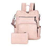 Ddujbtp Mochila de piel sintética de gran capacidad para mujer con correa ajustable, mochila de viaje informal para viajes y trabajo, Pink, Organizador de bolsas