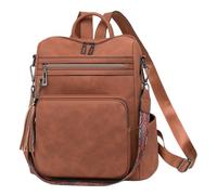 Ddujbtp Mochila de piel sintética de moda para mujer, bolsa de hombro grande de viaje, mochila escolar, mochila casual con múltiples bolsillos, Gamuza caramelo, Organizador de bolsas