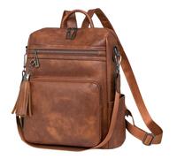 Ddujbtp Mochila de piel sintética de moda para mujer, bolsa de hombro grande de viaje, mochila escolar, mochila casual con múltiples bolsillos, marrón oscuro, Organizador de bolsas