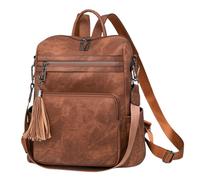 Ddujbtp Mochila de piel sintética de moda para mujer, bolsa de hombro grande de viaje, mochila escolar, mochila casual con múltiples bolsillos, Color caramelo, Organizador de bolsas