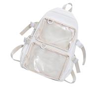 Ddujbtp Mochila escolar de nailon de gran capacidad para estudiantes universitarios japoneses con bolsillo transparente, White, Organizador de bolsas