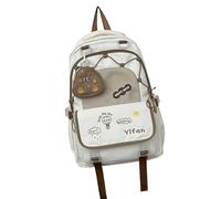 Ddujbtp Mochila escolar estética de colores de contraste para adolescentes y niñas, con monedero, mochila de nailon de gran capacidad, beige, Add accessories, Organizador de bolsas