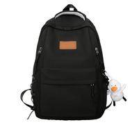 Ddujbtp Mochila escolar japonesa para adolescentes y niños, gran capacidad, bolsa de libros universitarios, color sólido, con cremallera, Black, Single package, Organizador de bolsas