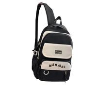 Ddujbtp Mochila informal de nailon con múltiples bolsillos para estudiantes de secundaria, de color de contraste, de moda, para estudiantes de secundaria, Black, Organizador de bolsas