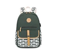 Ddujbtp Mochila ligera para adolescentes y niños, mochila escolar con puerto de carga USB, bolsa de viaje para libros, Verde militar, Organizador de bolsas