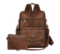 Ddujbtp Mochilas de 35,5 cm para mujer, diseño multiusos, bolsos de hombro de piel sintética, bolsas de viaje, juego de 2 piezas, Color marrón Roug, Organizador de bolsas