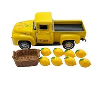 Ddujbtp Modelo de vehículo en miniatura clásico clásico de aleación de camión de limón con limones sintéticos para exhibición de mesa interior, regalo de coche en miniatura vintage