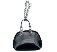 Ddujbtp Pequeño llavero con colgante de bolso de mano de poliuretano, portátil, para llaves de coche, para niñas, niños, festivales, mochilas, decoraciones, Piel de cera de aceite, color negro