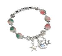 Ddujbtp Pulsera elástica ajustable con colgante de estrella y luna, con cuentas de cristal agrietado, para individuos a la moda, talla única, como se describe