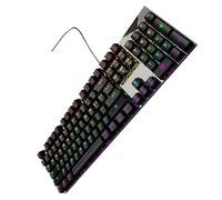 Ddujbtp Teclados mecánicos ergonómicos con cable con retroiluminación RGB e interruptores azules delgados para teclados mecánicos de juegos mejorados
