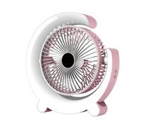Ddujbtp Ventilador de escritorio de 3 velocidades, ventilador eléctrico de mesa, recargable, 1200 mAh, ventilador de mesa con luz colorida y bajo ruido para oficina
