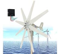 DDZJTPP Generador de Turbina Eólica 12V 24V 48V 10000W Aerogenerador Horizontal 8 Cuchillas Velocidad Nominal 2 m/s, Kit Resistente y Durable con Controlador de Carga MPPT para Hogar, Chalets,48v