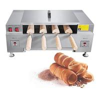 DDZJTPP Máquina para Hacer Conos Helado Horno Chimenea con 4 Rodillos antiadherentes,Máquina para Hacer Conos Gofre 3000W,Ajustable Entre 50 Y 300 ℃,para repostería y Comida callejera DigitalDisplay
