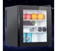 DDZJTPP Mini Puerta De Cristal para Nevera con Cerradura para Habitaciones De Hotel,Dormitorios,Acero Inoxidable,Ahorro De Energía,Bajo Ruido,Nevera Compacta para Refrescos,Cerveza,Vino 30L