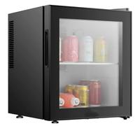 DDZJTPP Minirefrigerador Puerta De Vidrio para Refrescos,Cerveza,Vino,Acero Inoxidable,Bajo Ruido,Ahorro De Energía, Puerta De Vidrio con Cerradura,Nevera Pequeña para Habitaciones De Hotel 20L