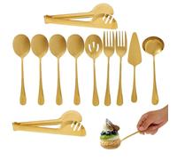 de 10 piezas para servir utensilios de servicio de acero inoxidable para servicio de metal de acero inoxidable lavavajillas Servido de metal seguro Servicio Elegante Conjunto de Servicio Serving Spoon