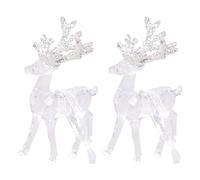 De 2 Adornos acrílicos con Purpurina Dorada, Decoraciones para árboles de Navidad inastillables, patrón de de Reno, Decoraciones para árboles de Navidad en Polvo Dorado