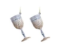 De 2 Adornos acrílicos con Purpurina Dorada, Decoraciones para árboles de Navidad inastillables, patrón de de Reno, Decoraciones para árboles de Navidad en Polvo Dorado