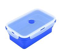 Fiambrera de 2 colores, caja de almuerzo de 1200 ml, rectángulo de silicona, caja de almuerzo plegable, contenedor para microondas (azul oscuro)