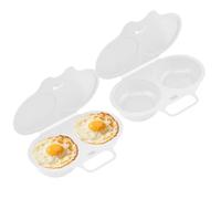 de 2 escalfadores de huevos para microondas, 2 cavidades, PP | Cocina 2 huevos a la vez, material de grado alimenticio, apto para lavavajillas, compacto y ligero, tiempo de cocción de 60 a