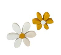 De 2 margaritas artísticas 3D escultura de madera de flores de primavera, letreros de mesa modernos para hogares, oficinas, pieza decorativa de madera