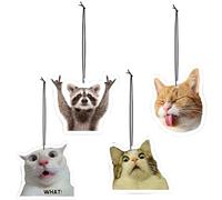 De 4 Ambientadores Automotrices con Imágenes Felinas | absorbente con difusión sostenida de fragancias para uso seguro cerca de niños o mascotas en entorno de la
