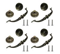 De 4 prácticos tiradores de cajones de bronce antiguo, centro de orificios para aparadores elegantes y desgastados, gabinetes de suministros de cocina, perillas de estilos antiguos