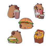 De 5 Capybaras Series Hamburguesas Fritas Pin de metal esmaltado Tema de animales de dibujos animados Accesorios de aleación para bolsos Sombreros Regalo con temática animal Pin de metal