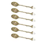 De 6 elaboradas cucharas de Metal moldeadas con aguja, dispositivo de vapeo para lavavajillas, cuchara para mezclar bebidas para hornear, guarnición de Metal antiguo inciso