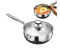 de acero inoxidable,Acero inoxidable con tapa, mango y boquilla | de vapor sin recubrimiento | Para cocinar, freír, hervir, hervir, preparar sopas y comidas saludables, com