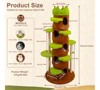 de Actividades de Madera de 187 cm de Múltiples Niveles: Árbol de Actividades para Gatos de Interior con Plataforma Superior de Corona, Rascador de Sisal y Cueva de Peluche para Múltiples Gatos