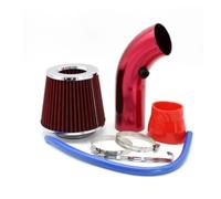 De Admisión Aire Frío Universal Para Carreras Coches Kit Tubo Inducción Turbo Aluminio Con Entrada Filtro Cónico 76mm Tubería Inducción(Red)