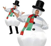De Adulto Inflable Muñeco Nieve Disfraz&Sombrero Disfraz para Navidad Nuevo