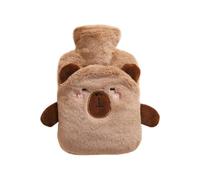 de agua caliente con tapa - Capacidad de 1 L, diseño de animal de peluche, de agua caliente de PVC a prueba de fugas y manga suave en forma de rana capybara, natural del dolor