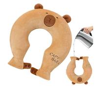 de agua caliente - de terapia de calor en forma de U, diseño de felpa de capibara, retención de calor de larga duración, cojín de relajación para cuello y hombros para la columna