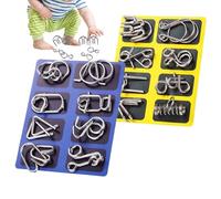 de alambre metálico | Juego educativo y prueba de lógica | Conjunto de 16 piezas con juego de lógica de anillos entrelazados - para adolescentes adultos en casa escuela viajes y favores